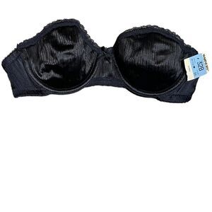 NWT Warners vintage strapless black underwire shine-on bra size 32B